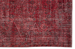 Red Over Dyed Vintage Rug 5'6'' x 10'1'' ft 167 x 308 cm