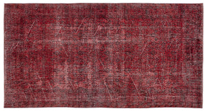 Red Over Dyed Vintage Rug 5'6'' x 10'1'' ft 167 x 308 cm