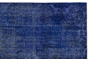 Blue Over Dyed Vintage Rug 5'7'' x 9'3'' ft 169 x 283 cm