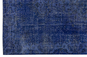 Blue Over Dyed Vintage Rug 5'7'' x 9'3'' ft 169 x 283 cm