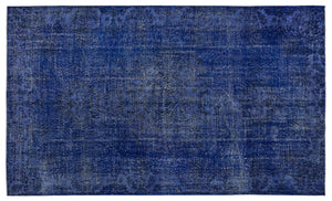 Blue Over Dyed Vintage Rug 5'7'' x 9'3'' ft 169 x 283 cm