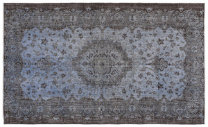 Blue Over Dyed Vintage Rug 5'5'' x 9'1'' ft 166 x 278 cm