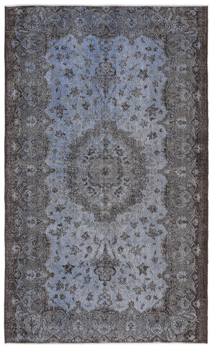 Blue Over Dyed Vintage Rug 5'5'' x 9'1'' ft 166 x 278 cm