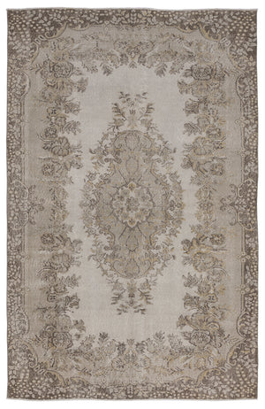 Beige Over Dyed Vintage Rug 5'9'' x 9'1'' ft 175 x 276 cm