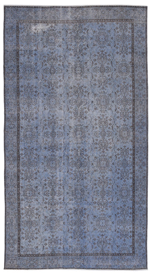 Blue Over Dyed Vintage Rug 5'6'' x 10'3'' ft 168 x 312 cm