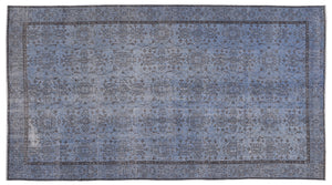 Blue Over Dyed Vintage Rug 5'6'' x 10'3'' ft 168 x 312 cm