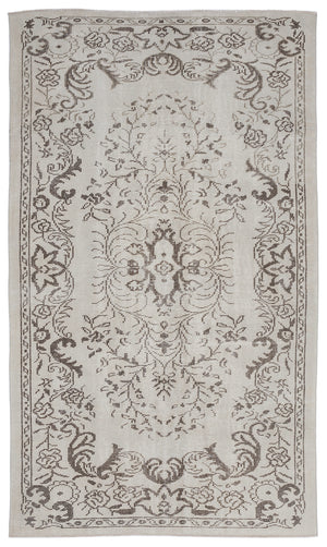 Beige Over Dyed Vintage Rug 5'2'' x 8'11'' ft 158 x 273 cm