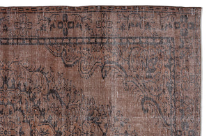Brown Over Dyed Vintage Rug 5'6'' x 9'7'' ft 168 x 291 cm