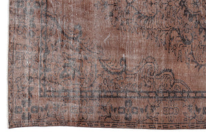 Brown Over Dyed Vintage Rug 5'6'' x 9'7'' ft 168 x 291 cm