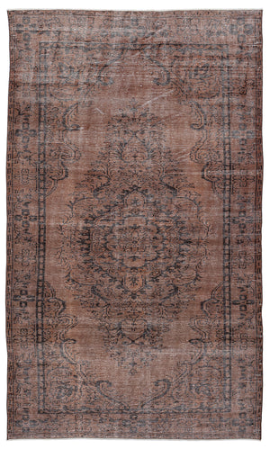 Brown Over Dyed Vintage Rug 5'6'' x 9'7'' ft 168 x 291 cm