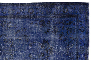 Blue Over Dyed Vintage Rug 4'10'' x 9'5'' ft 147 x 287 cm