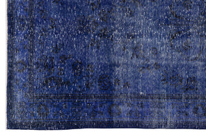 Blue Over Dyed Vintage Rug 4'10'' x 9'5'' ft 147 x 287 cm