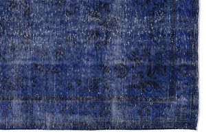 Blue Over Dyed Vintage Rug 4'10'' x 9'5'' ft 147 x 287 cm