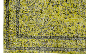 Green Over Dyed Vintage Rug 5'8'' x 9'7'' ft 172 x 293 cm