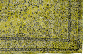 Green Over Dyed Vintage Rug 5'8'' x 9'7'' ft 172 x 293 cm
