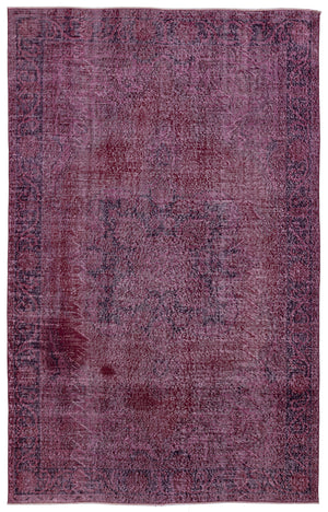 Red Over Dyed Vintage Rug 6'1'' x 9'7'' ft 186 x 293 cm