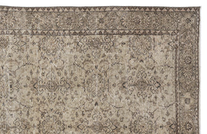 Beige Over Dyed Vintage Rug 5'7'' x 9'5'' ft 169 x 288 cm
