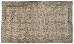 Beige Over Dyed Vintage Rug 5'7'' x 9'5'' ft 169 x 288 cm