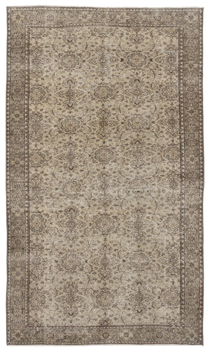 Beige Over Dyed Vintage Rug 5'7'' x 9'5'' ft 169 x 288 cm