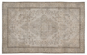 Beige Over Dyed Vintage Rug 5'6'' x 9'1'' ft 168 x 276 cm