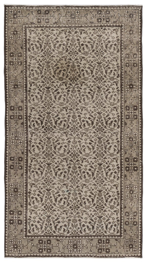 Beige Over Dyed Vintage Rug 3'9'' x 6'11'' ft 115 x 212 cm