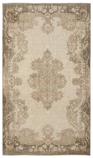 Beige Over Dyed Vintage Rug 5'6'' x 9'6'' ft 168 x 290 cm
