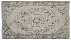 Beige Over Dyed Vintage Rug 5'6'' x 9'9'' ft 168 x 297 cm