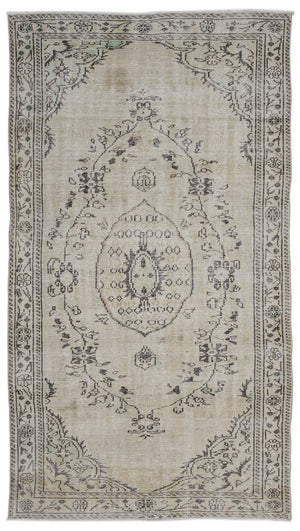 Beige Over Dyed Vintage Rug 5'6'' x 9'9'' ft 168 x 297 cm