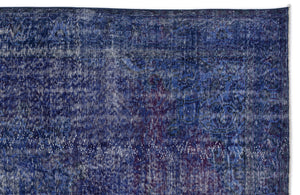 Blue Over Dyed Vintage Rug 6'4'' x 9'10'' ft 193 x 300 cm