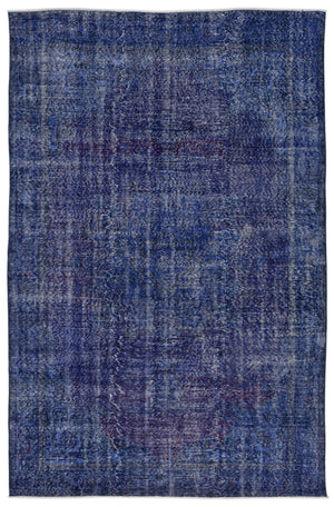 Blue Over Dyed Vintage Rug 6'4'' x 9'10'' ft 193 x 300 cm
