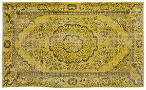 Yellow Over Dyed Vintage Rug 5'5'' x 9'1'' ft 164 x 276 cm