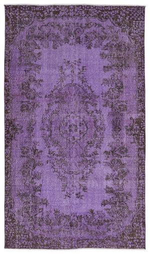 Purple Over Dyed Vintage Rug 5'3'' x 9'1'' ft 160 x 277 cm