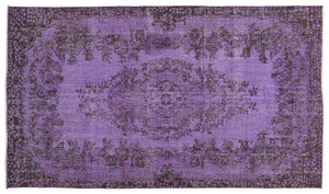 Purple Over Dyed Vintage Rug 5'3'' x 9'1'' ft 160 x 277 cm