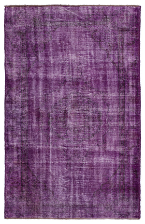 Fuchsia Over Dyed Vintage Rug 5'2'' x 8'2'' ft 157 x 250 cm