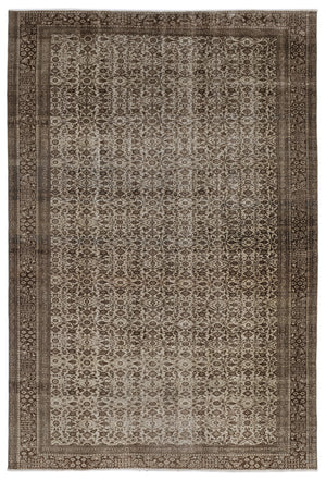 Brown Over Dyed Vintage Rug 6'3'' x 9'2'' ft 190 x 280 cm