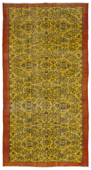 Yellow Over Dyed Vintage Rug 4'8'' x 9'0'' ft 143 x 275 cm
