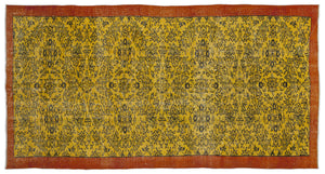 Yellow Over Dyed Vintage Rug 4'8'' x 9'0'' ft 143 x 275 cm