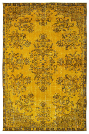 Yellow Over Dyed Vintage Rug 6'10'' x 10'3'' ft 208 x 313 cm