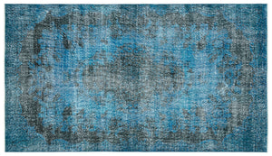 Turquoise Over Dyed Vintage Rug 5'1'' x 8'11'' ft 156 x 271 cm