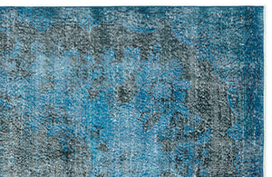 Turquoise Over Dyed Vintage Rug 5'1'' x 8'11'' ft 156 x 271 cm