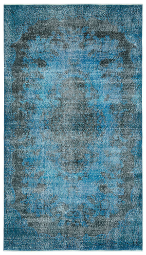 Turquoise Over Dyed Vintage Rug 5'1'' x 8'11'' ft 156 x 271 cm