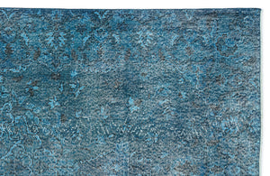 Turquoise Over Dyed Vintage Rug 5'4'' x 9'6'' ft 163 x 290 cm