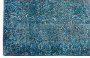 Turquoise Over Dyed Vintage Rug 5'4'' x 9'6'' ft 163 x 290 cm