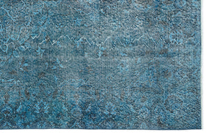 Turquoise Over Dyed Vintage Rug 5'4'' x 9'6'' ft 163 x 290 cm