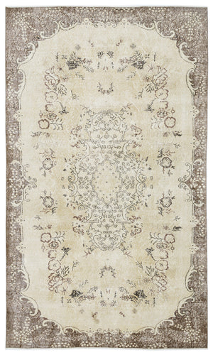 Beige Over Dyed Vintage Rug 5'7'' x 9'5'' ft 170 x 286 cm