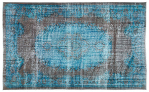 Traditional Design Blue Over Dyed Vintage Rug 6'1'' x 9'7'' ft 186 x 293 cm