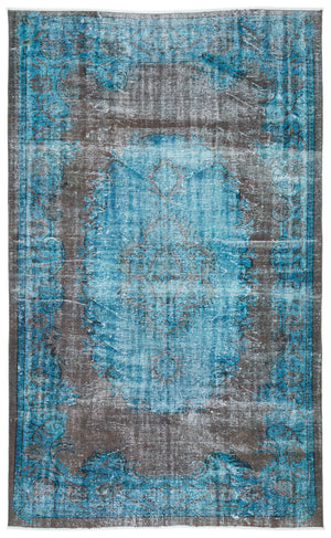 Traditional Design Blue Over Dyed Vintage Rug 6'1'' x 9'7'' ft 186 x 293 cm