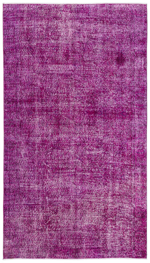 Fuchsia Over Dyed Vintage Rug 5'3'' x 9'3'' ft 160 x 282 cm