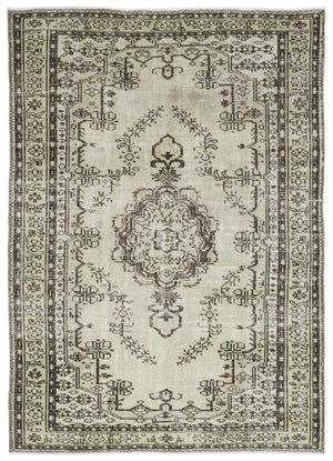 Beige Over Dyed Vintage Rug 6'1'' x 8'8'' ft 185 x 263 cm
