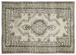 Beige Over Dyed Vintage Rug 6'1'' x 8'8'' ft 185 x 263 cm